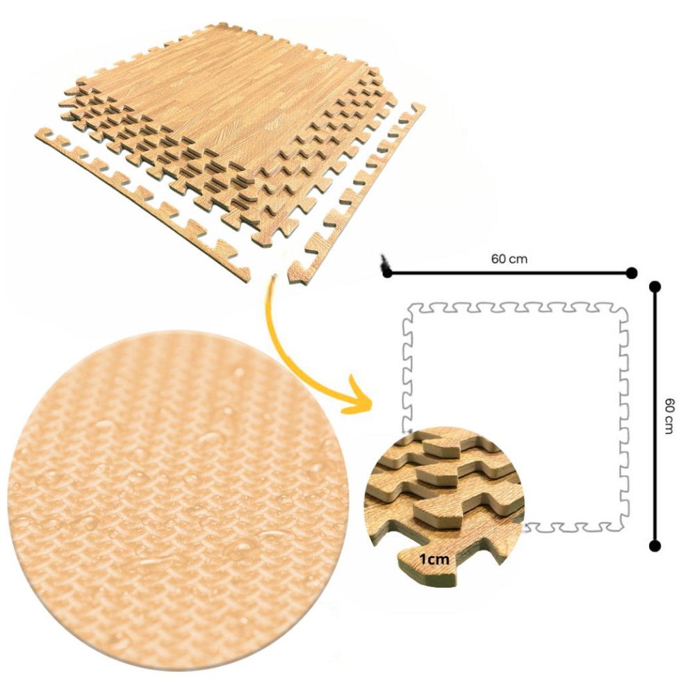 Tatami Puzzle 1cm 60x60cm - Pack 4 uds - Imitación parquet