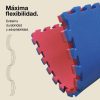 Tatami Puzzle 4cm 100x100cm - Superficie Antideslizante T, reversible Azul/Rojo | Máxima Flexibilidad