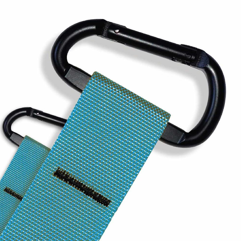 Correias de Suspensão TRX - Detalhe do Mosquetão Azul