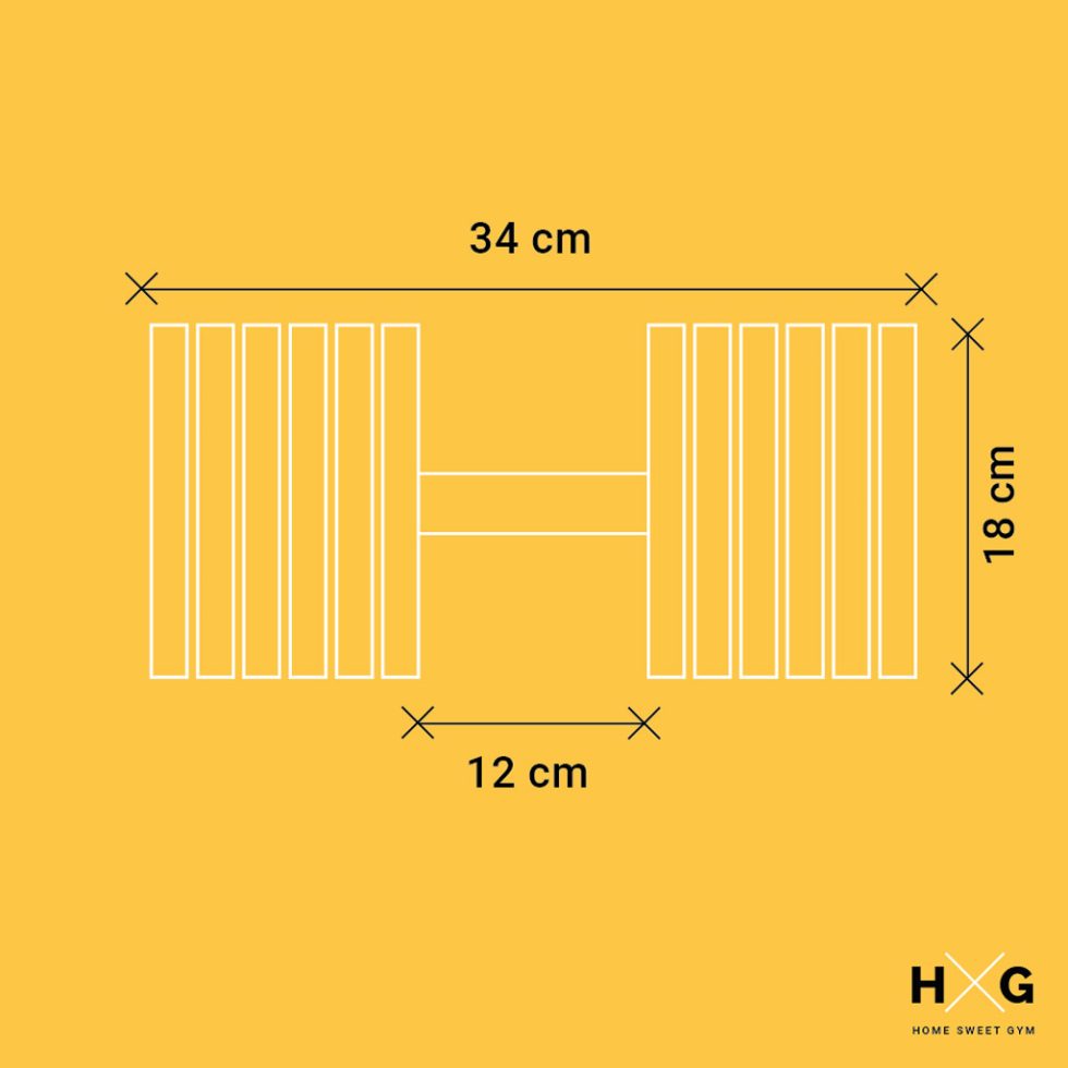 Haltères réglables de 2kgs à 12kgs - 1pc | Tailles