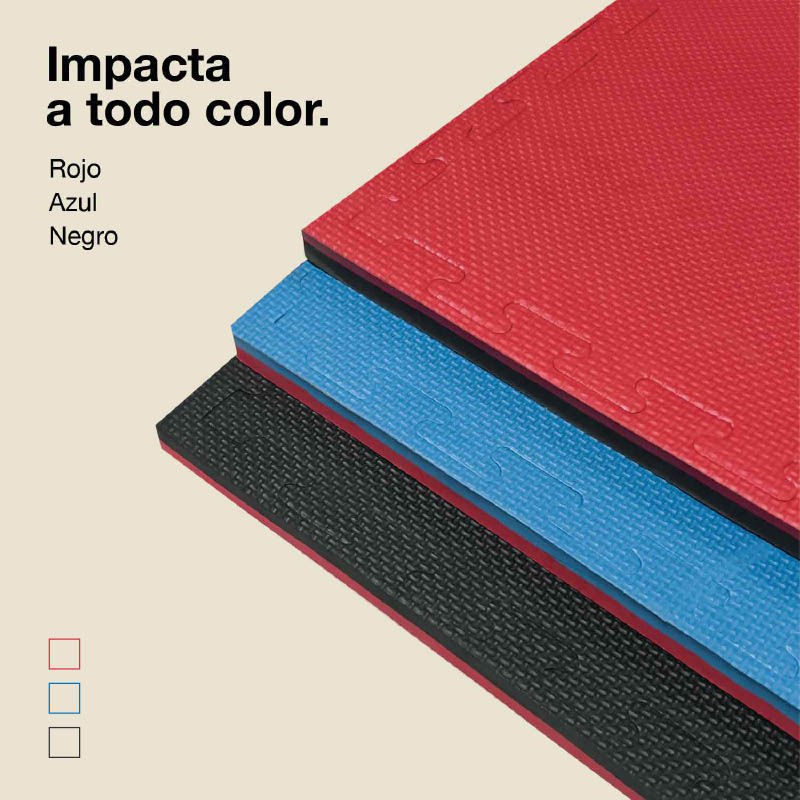 Tatami Puzzle 2cm 100x100cm - Superficie Antideslizante T, reversible Azul/Rojo | Variantes de Color