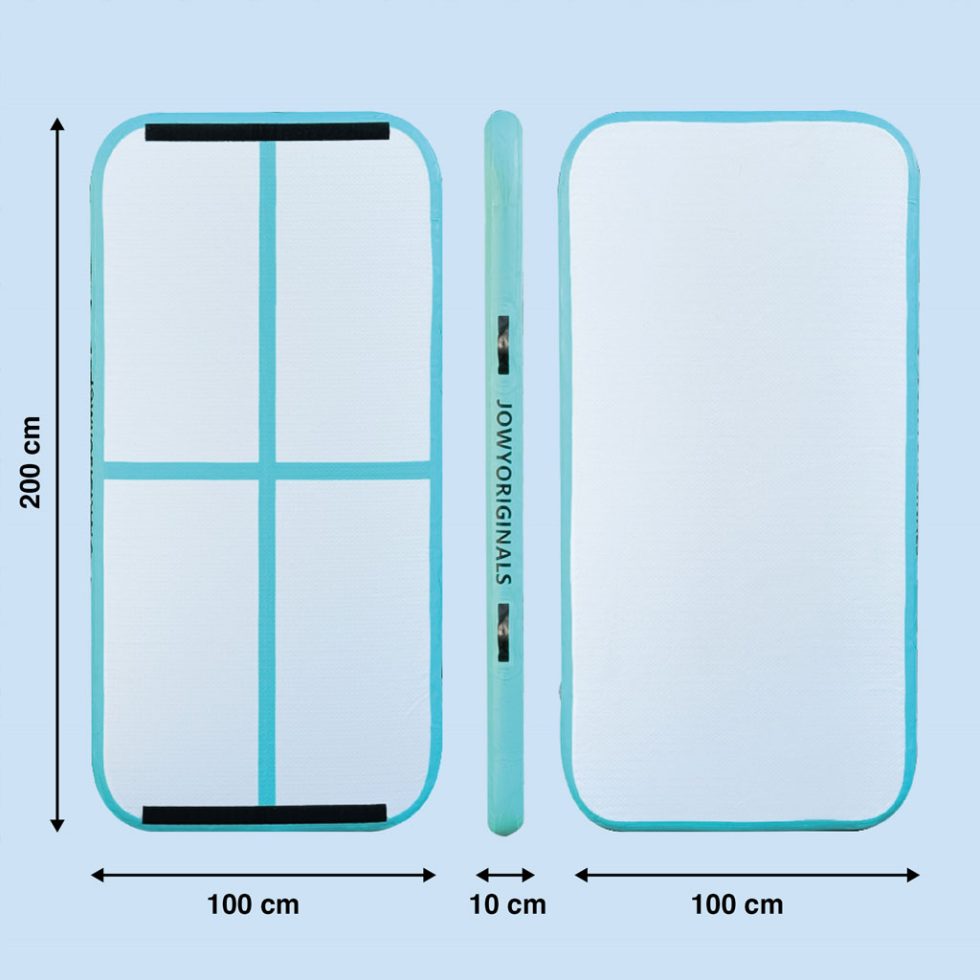 Colchão insuflável AirTrack 200x100x10cm, cor azul | Medidas