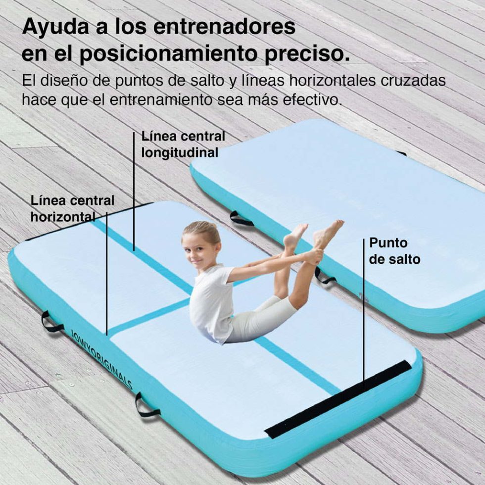 AirTrack 200x100x20cm Colchoneta Inflable, color Azul | Detalle Líneas de Posición