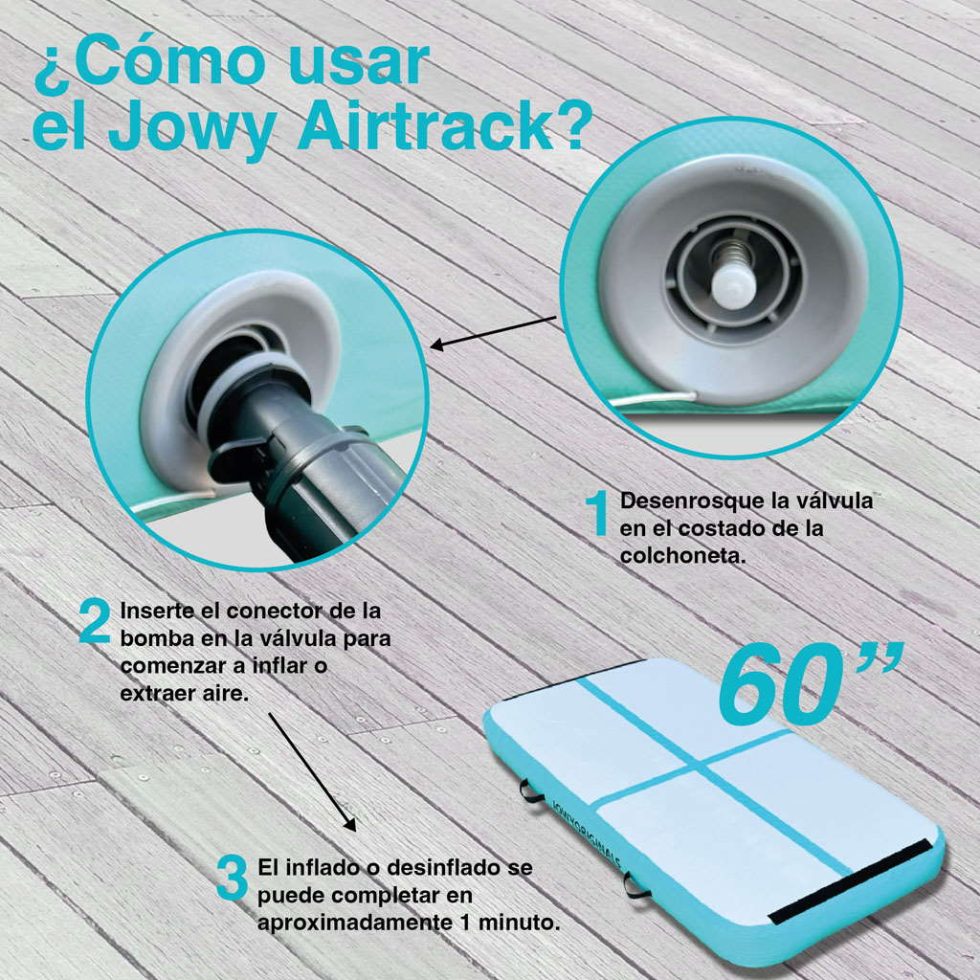 AirTrack 200x100x20cm Colchoneta Inflable, color Azul | Pasos de Uso e Inflado