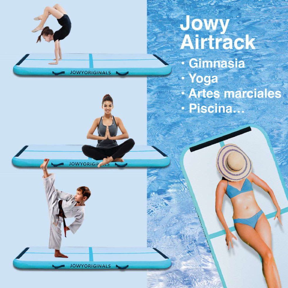 Colchão insuflável AirTrack 400x100x10cm, cor azul | Versatilidade de utilizações