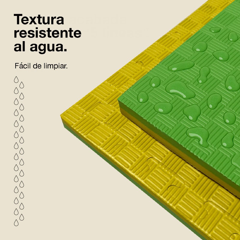 Tatami Puzzle 2,5cm 100x100cm - Superficie Antideslizante F, reversible Amarillo/Verde | Resistencia al Agua