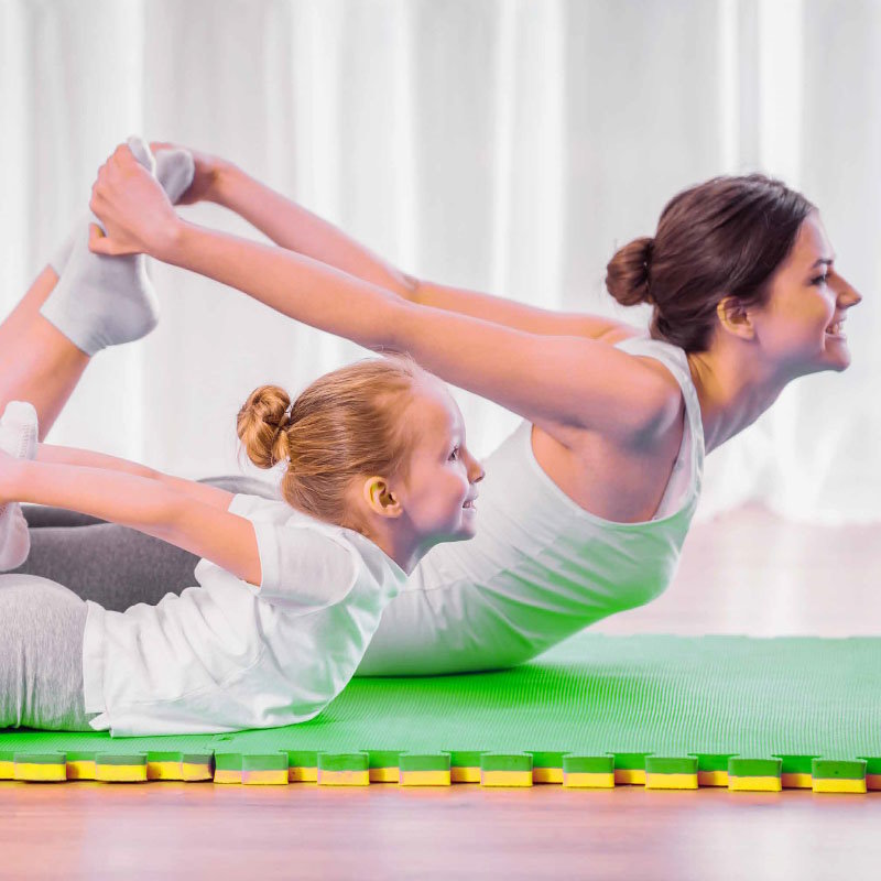 Tatami Puzzle 2,5cm 100x100cm - Superficie Antideslizante F, reversible Amarillo/Verde | Usos