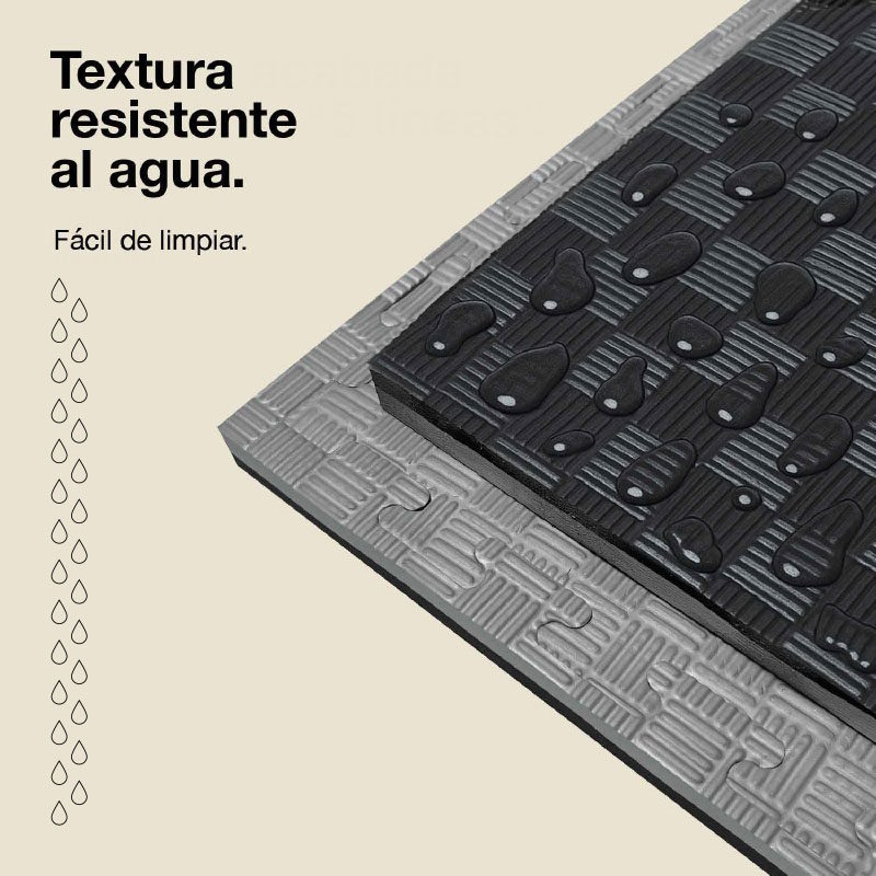 Tatami Puzzle 2,5cm 100x100cm - Superficie Antideslizante F, reversible Gris/Negro | Resistencia al Agua