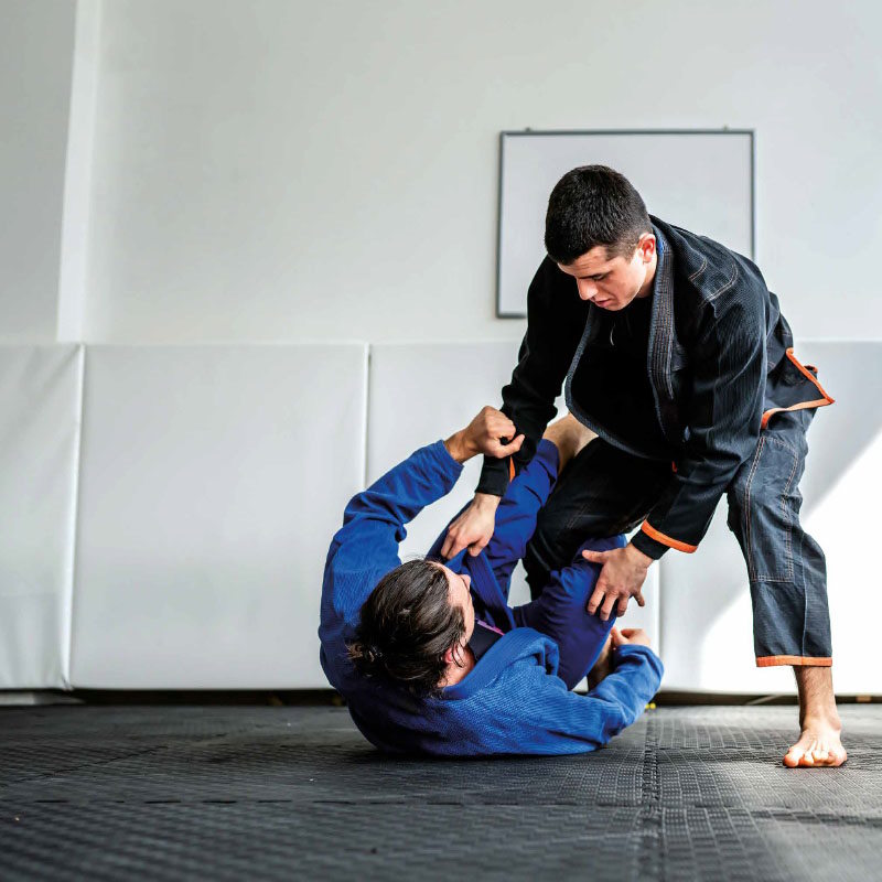 Tatami Puzzle 2,5cm 100x100cm - Superficie Antideslizante F, reversible Gris/Negro | Usos