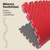 Tatami Puzzle 2,5cm 100x100cm - Superficie Antideslizante F, reversible Gris/Rojo | Máxima Flexibilidad