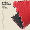 Tatami Puzzle 2,5cm 100x100cm - Superficie Antideslizante F, reversible Negro/Rojo | Máxima Flexibilidad