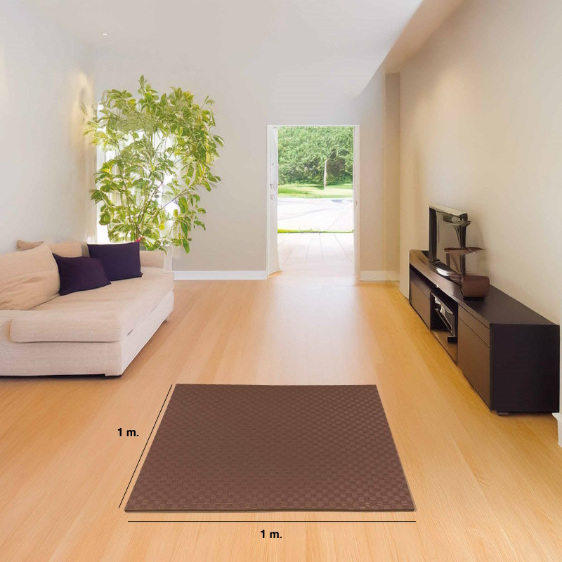 Tatami Puzzle 2cm 100x100cm - Superficie Antideslizante F, reversible Marrón/Beige | Medidas