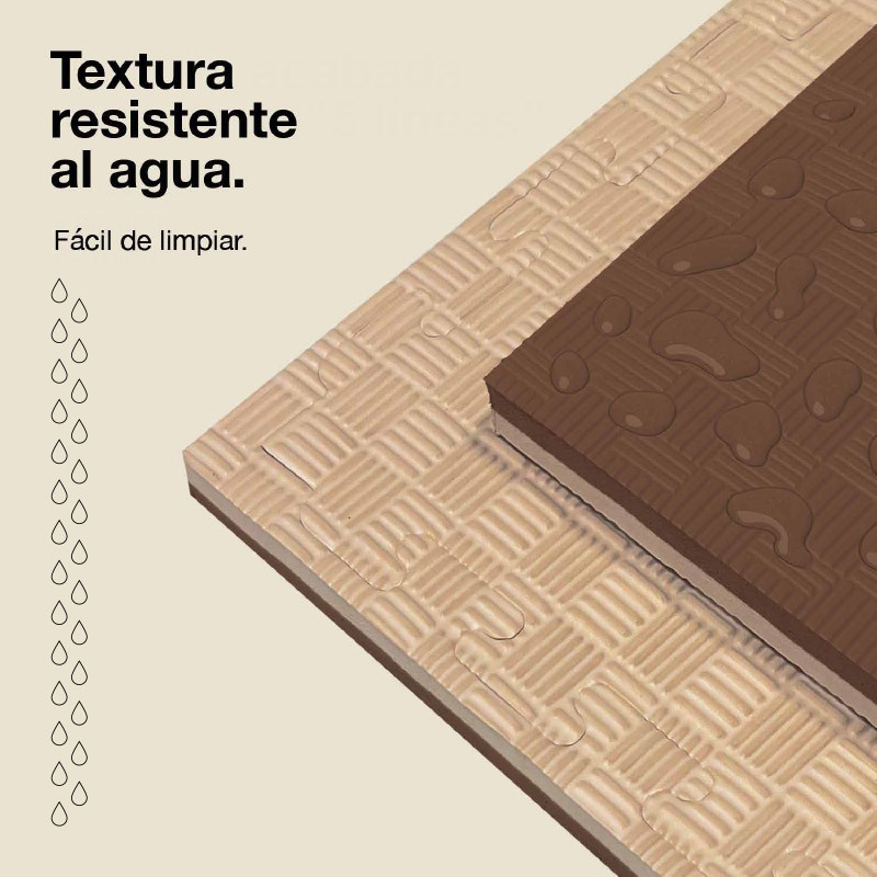Tatami Puzzle 2cm 100x100cm - Superficie Antideslizante F, reversible Marrón/Beige | Resistencia al Agua