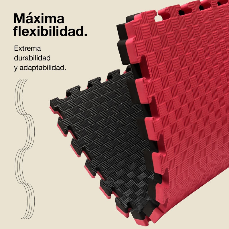 Tatami Puzzle 4cm 100x100cm - Anti-Slip Surface F, reversible Black/Red | Maximum Flexibility