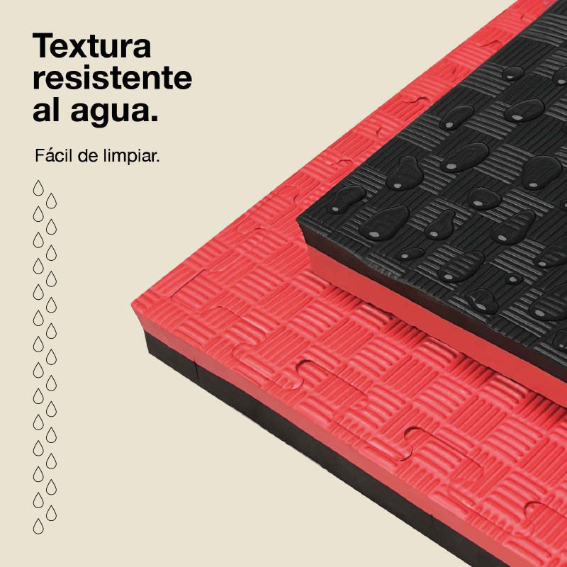 Tatami Puzzle 4cm 100x100cm - Anti-Slip Surface F, reversible Black/Red | Water Resistance