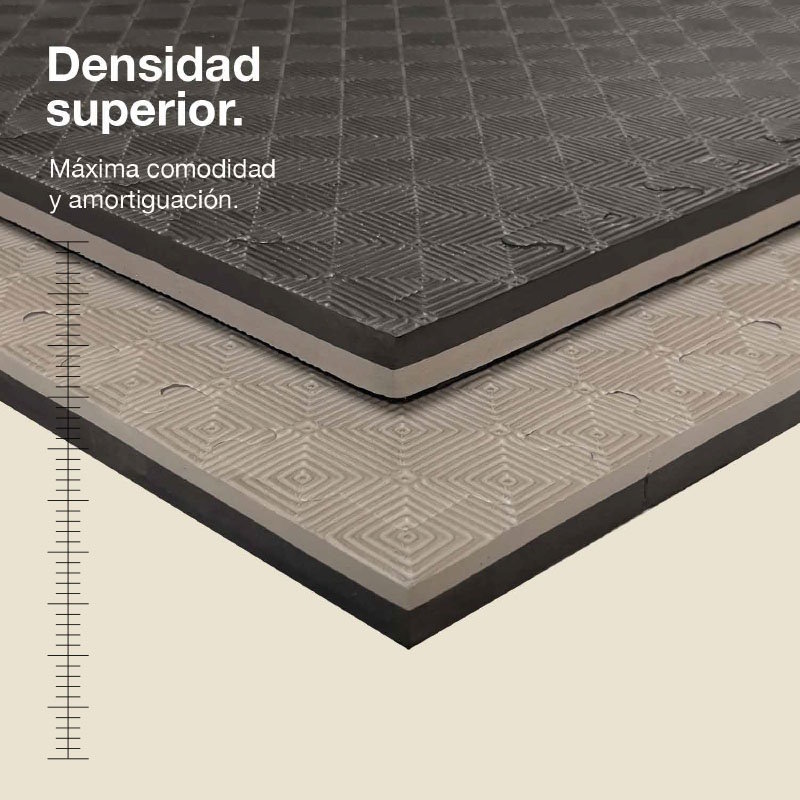 Tatami Puzzle 3cm 100x100cm Superior Density - Surface antidérapante en losange, réversible Gris/Noir | Superior Density