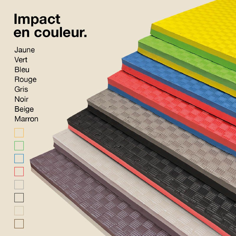 Tatami Puzzle 4cm 100x100cm - Surface antidérapante F, réversible Jaune/Vert | Variations de couleurs