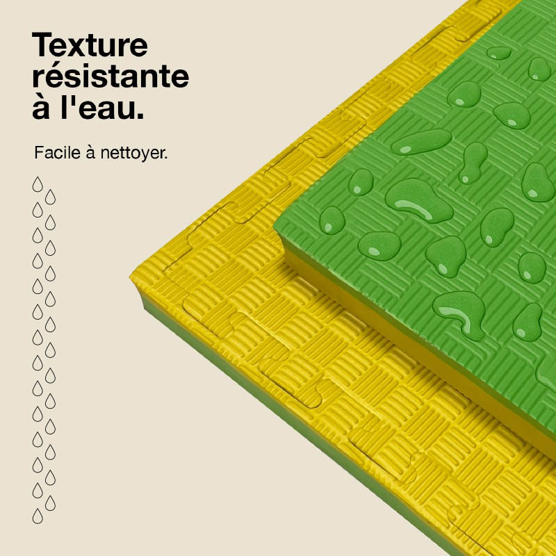 Tatami Puzzle 4cm 100x100cm - Surface antidérapante F, réversible Jaune/Vert | Résistance à l'eau