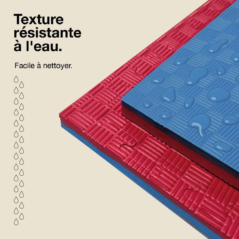 Tatami Puzzle 2,5cm 100x100cm - Superficie Antideslizante F, reversible Azul/Rojo | Resistencia al Agua