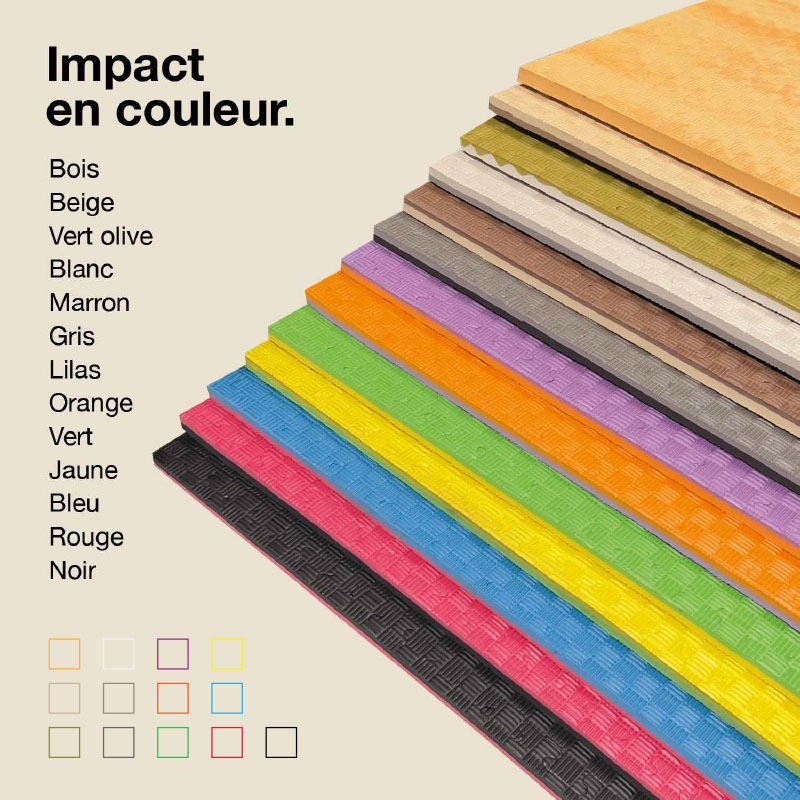Tatami Puzzle 2cm 100x100cm - Surface antidérapante F, réversible Bleu/Rouge | Variations de couleurs