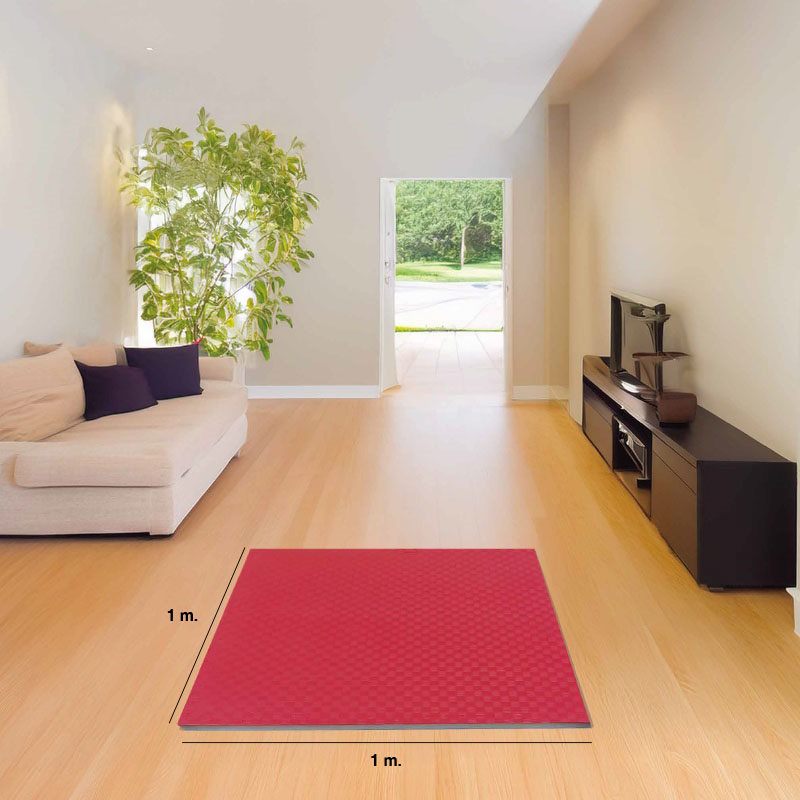 Tatami Puzzle 2cm 100x100cm - Surface antidérapante F, réversible Bleu/Rouge | Dimensions