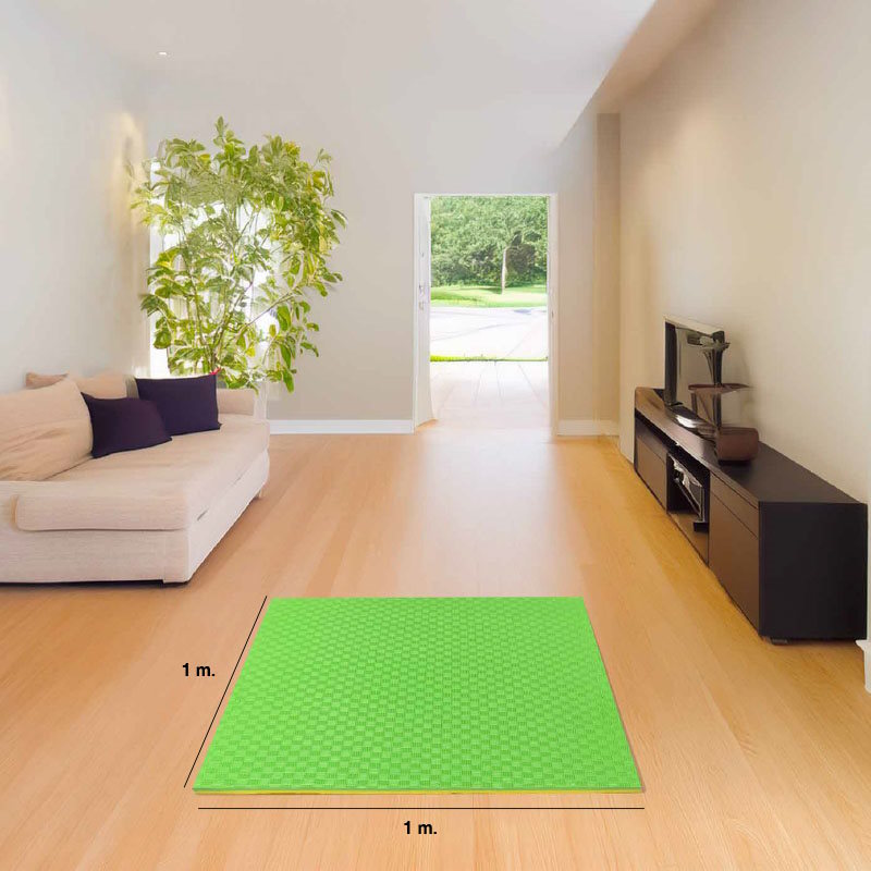 Tatami Puzzle 2cm 100x100cm - Surface antidérapante F, réversible Jaune/Vert | Dimensions