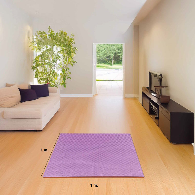 Tatami Puzzle 2cm 100x100cm - Surface antidérapante F, réversible Lilas/Orange | Tailles