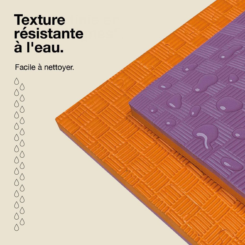 Tatami Puzzle 2cm 100x100cm - Surface antidérapante F, réversible Lilas/Orange | Résistant à l'eau
