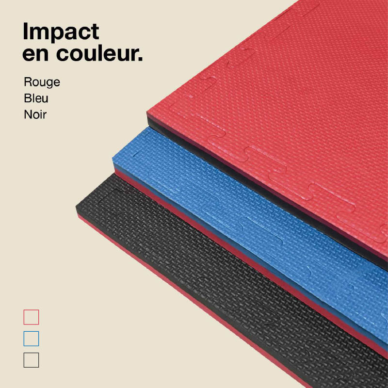 Tatami Puzzle 2cm 100x100cm - Surface antidérapante T, réversible Noir/Rouge | Variantes de couleurs