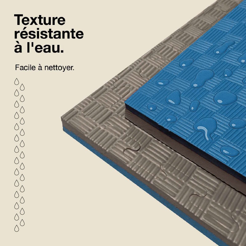 Tatami Puzzle 4cm 100x100cm - Surface antidérapante F, réversible Gris/Bleu | Résistance à l'eau