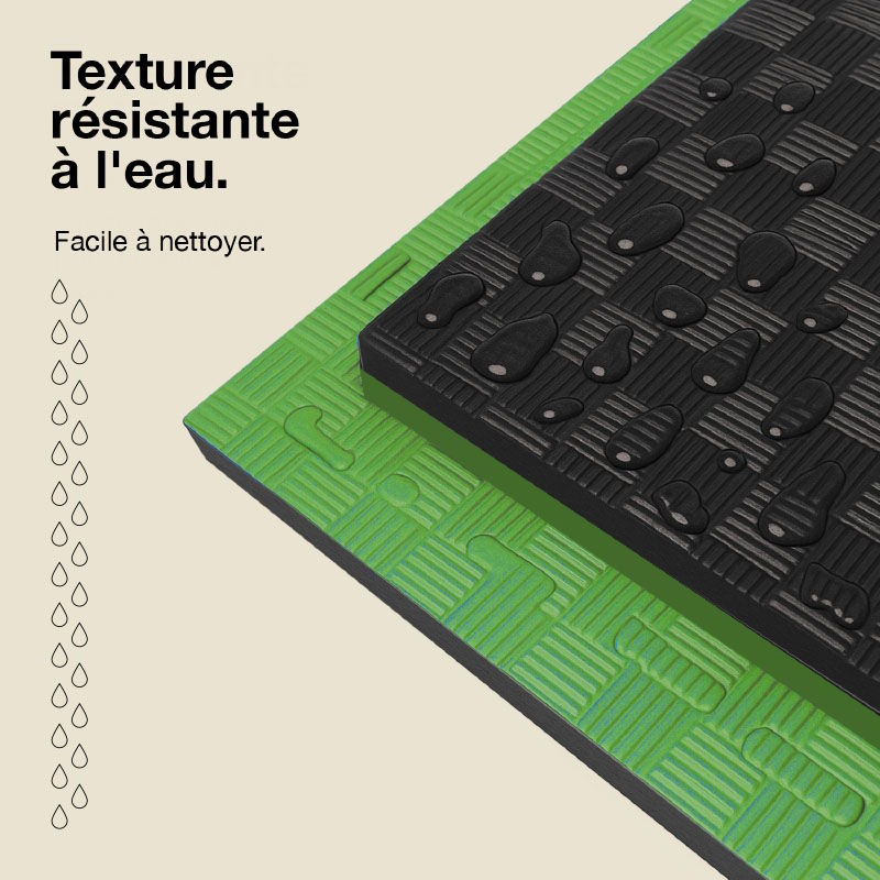 Tatami Puzzle 4cm 100x100cm - Surface antidérapante F, réversible Noir/Vert | Résistant à l'eau