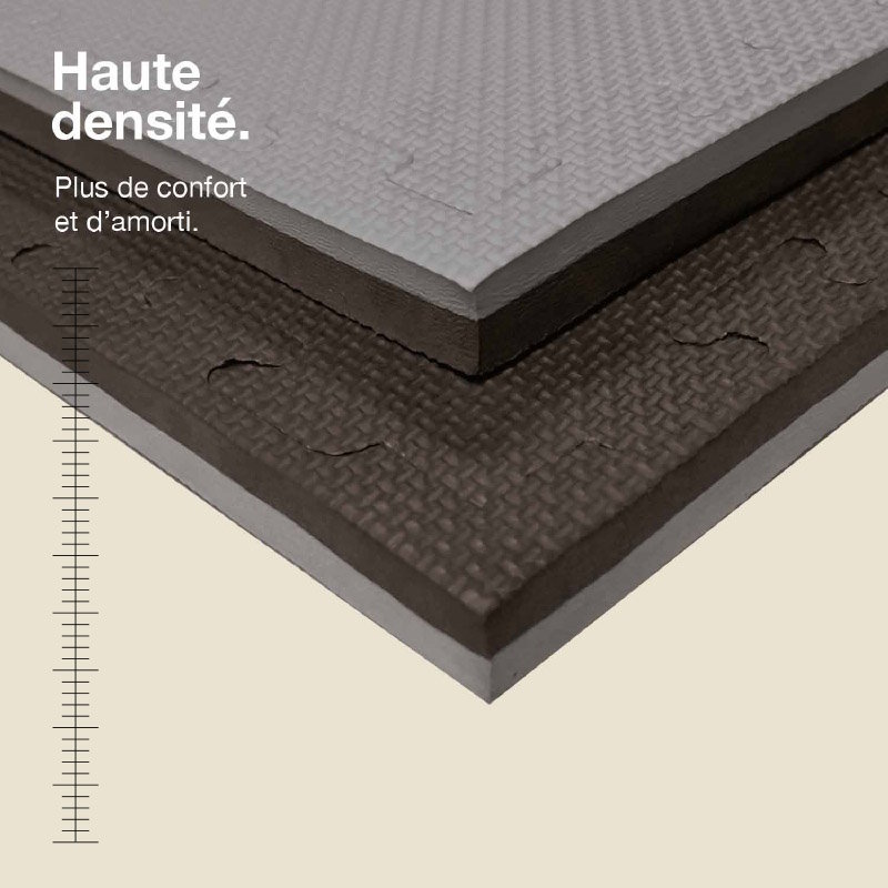 Tatami Puzzle 2cm 100x100cm - Superficie Antideslizante T, reversible Gris/Negro | Alta Densidad