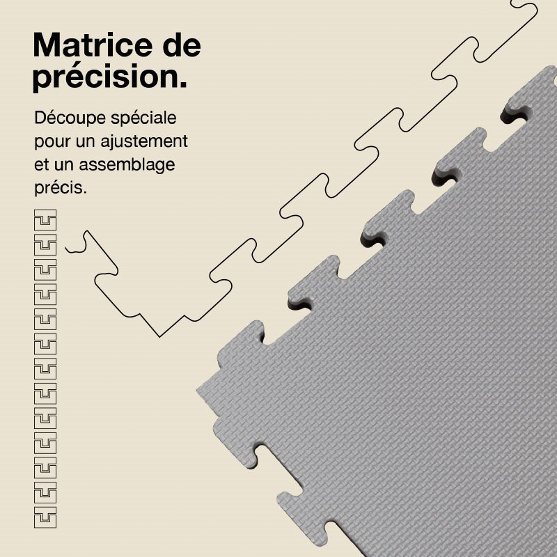 Tatami Puzzle 2cm 100x100cm - Superficie Antideslizante T, reversible Gris/Negro | Troquel de Precisión