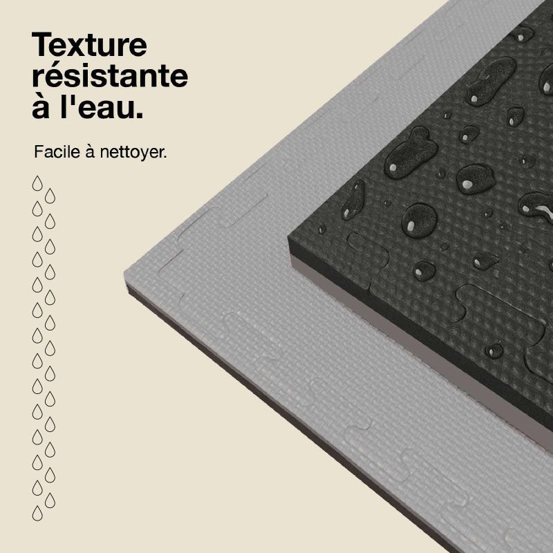 Tatami Puzzle 2cm 100x100cm - Superficie Antideslizante T, reversible Gris/Negro | Resistencia al Agua