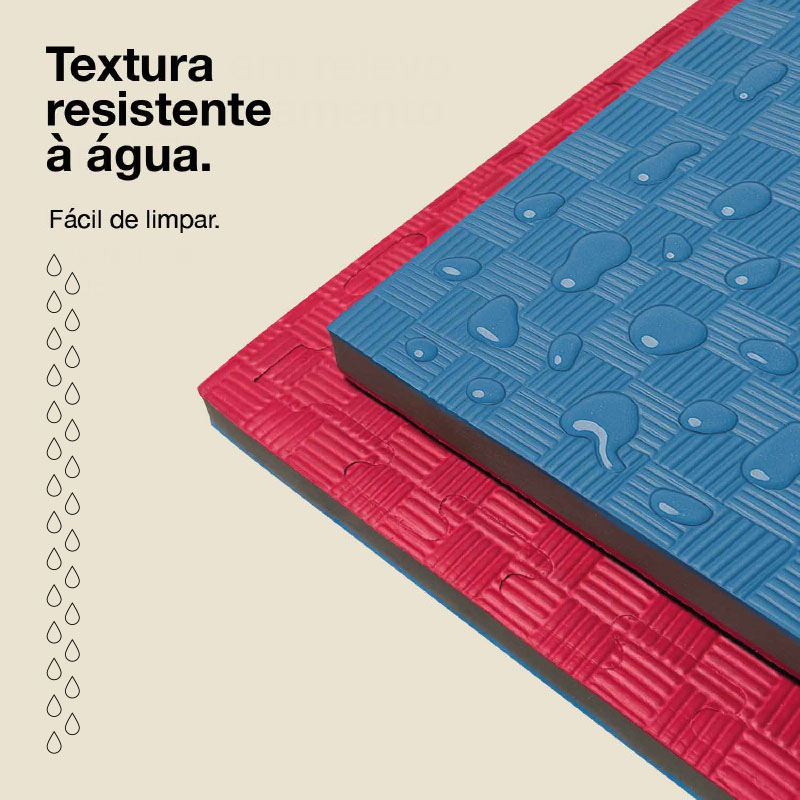Puzzle Tatami 2,5cm 100x100cm Densidade superior - Superfície antiderrapante F, reversível Azul/Vermelho | Resistente à água