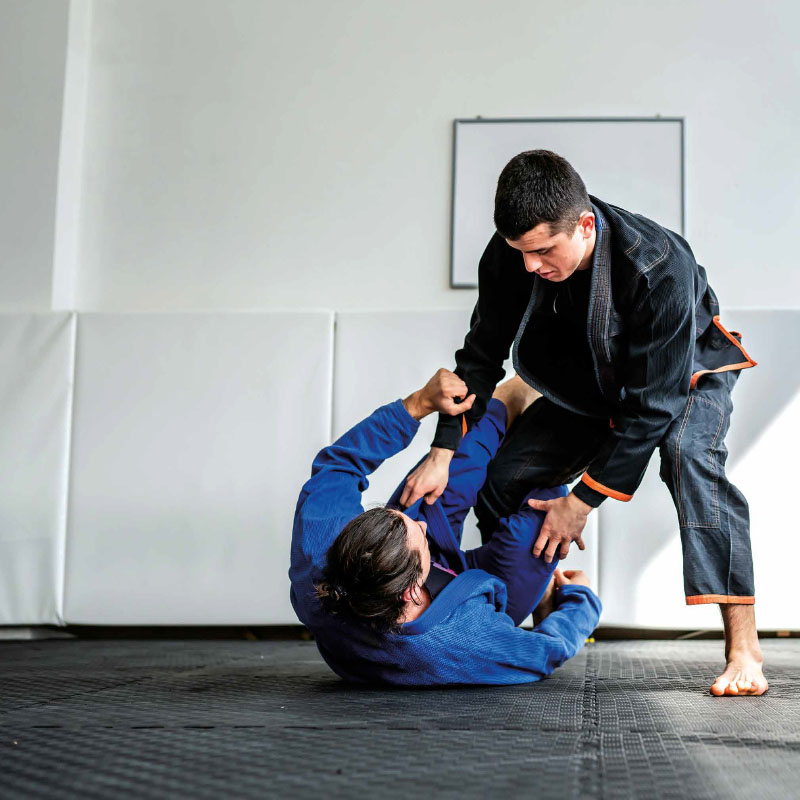 Puzzle Tatami 2,5cm 100x100cm Densidade superior - Superfície antiderrapante F, reversível Preto/Vermelho | Utilizações