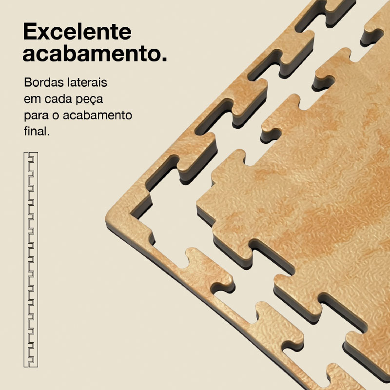 Puzzle Tatami 2,5cm 100x100cm Top Density - Superfície texturada anti-derrapante, reversível Madeira/Preto | Lados rectos