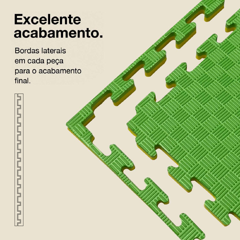 Puzzle Tatami 2,5cm 100x100cm - Superfície antiderrapante F, reversível Amarelo/Verde | Lados rectos