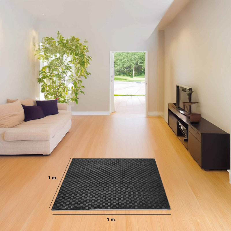 Puzzle Tatami 2,5cm 100x100cm - Superfície antiderrapante F, reversível Cinzento/Preto | Dimensões