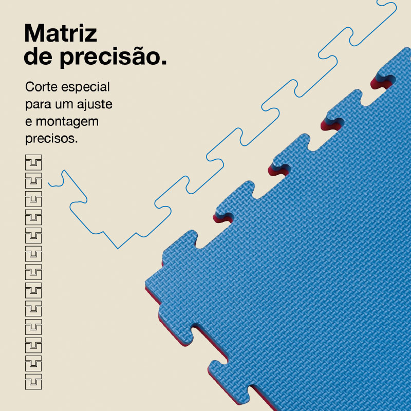 Puzzle Tatami 2,5cm 100x100cm - Superfície antiderrapante T, reversível azul/vermelho | Corte e vinco de precisão