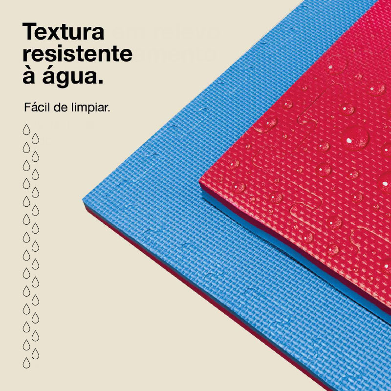 Puzzle Tatami 2,5cm 100x100cm - Superfície antiderrapante T, reversível Azul/Vermelho | Resistência à água