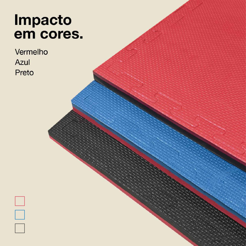 Puzzle Tatami 2,5cm 100x100cm - Superfície antiderrapante T, reversível Preto/Vermelho | Variantes de cor