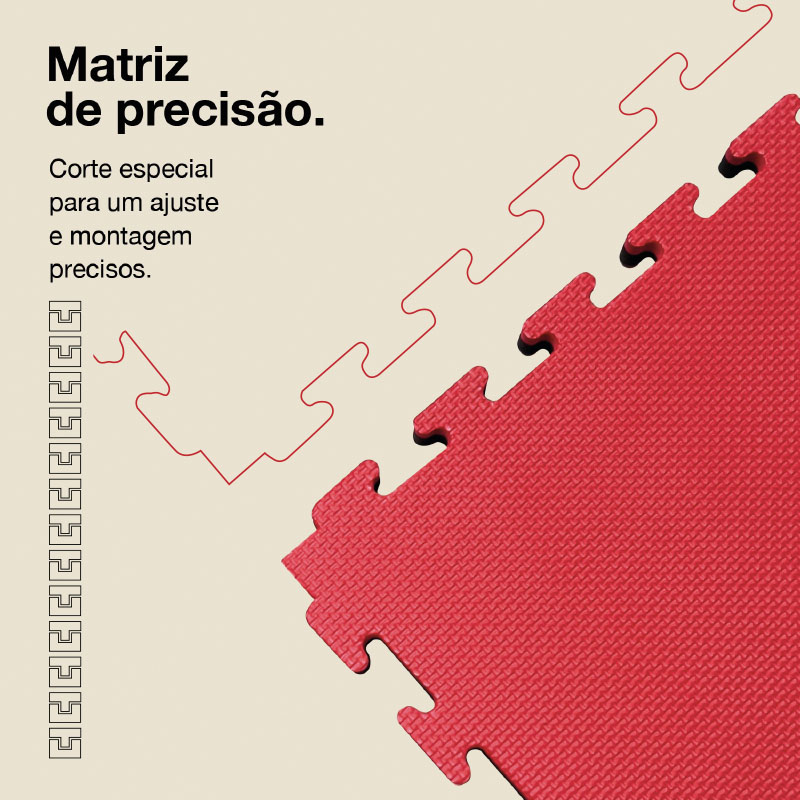 Puzzle Tatami 2,5cm 100x100cm - Superfície antiderrapante T, reversível preto/vermelho | Corte de precisão