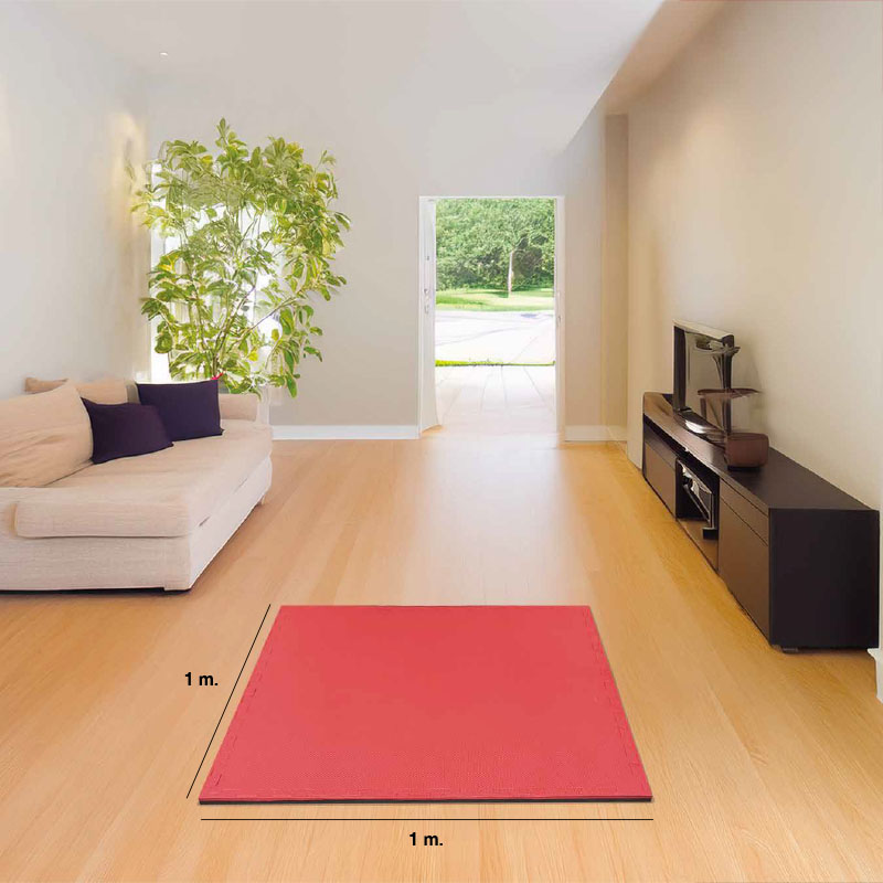 Puzzle Tatami 2,5cm 100x100cm - Superfície antiderrapante T, reversível Preto/Vermelho | Tamanhos