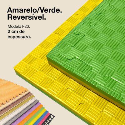 Puzzle Tatami 2cm 100x100cm - Superfície antiderrapante F, reversível Amarelo/Verde | Cor Reversível