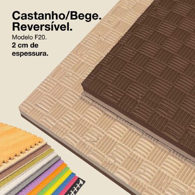 Puzzle Tatami 2cm 100x100cm - Superfície antiderrapante F, reversível Castanho/Bege | Cor Reversível