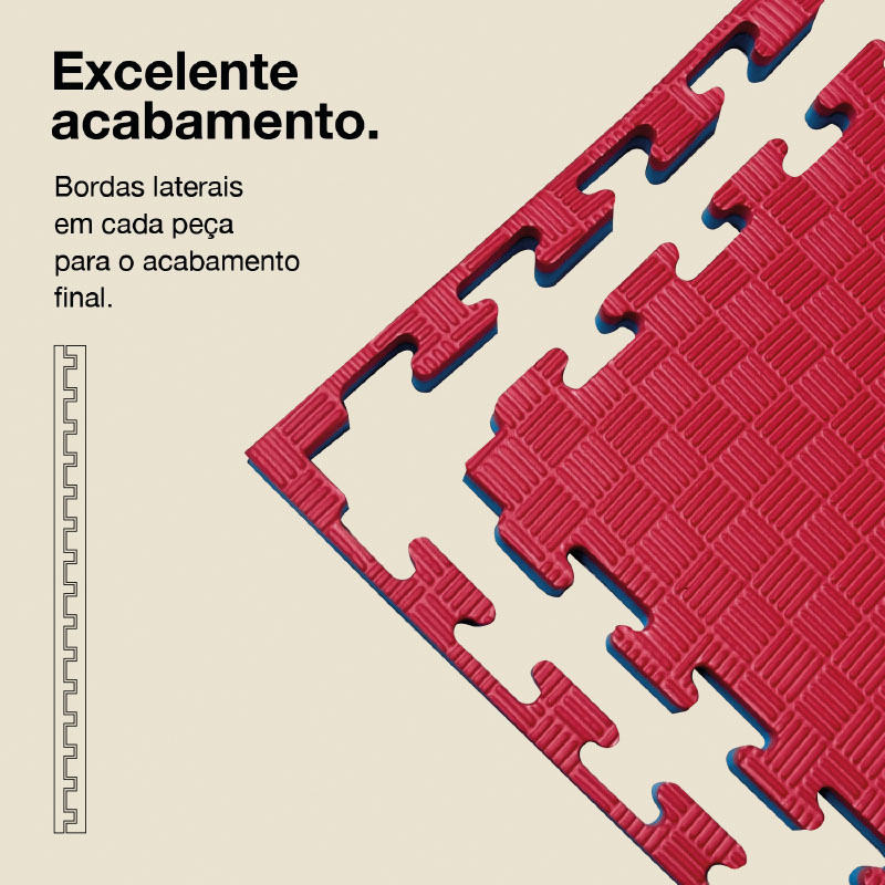 Tatami Puzzle 3cm 100x100cm - Superficie Antideslizante F, reversible Azul/Rojo | Bordes Laterales