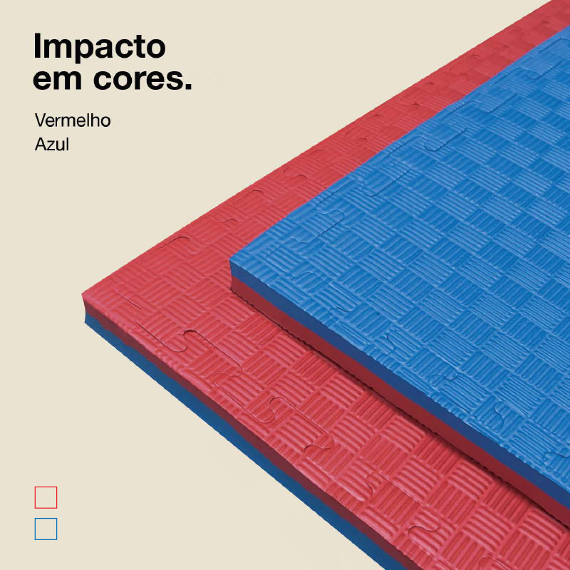 Tatami Puzzle 3cm 100x100cm - Superficie Antideslizante F, reversible Azul/Rojo | Colores Disponibles