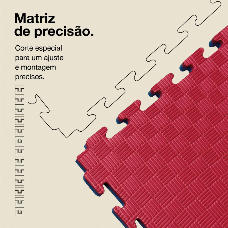 Tatami Puzzle 3cm 100x100cm - Superficie Antideslizante F, reversible Azul/Rojo | Troquel de Precisión