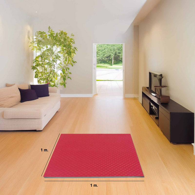 Tatami Puzzle 3cm 100x100cm - Superficie Antideslizante F, reversible Azul/Rojo | Medidas